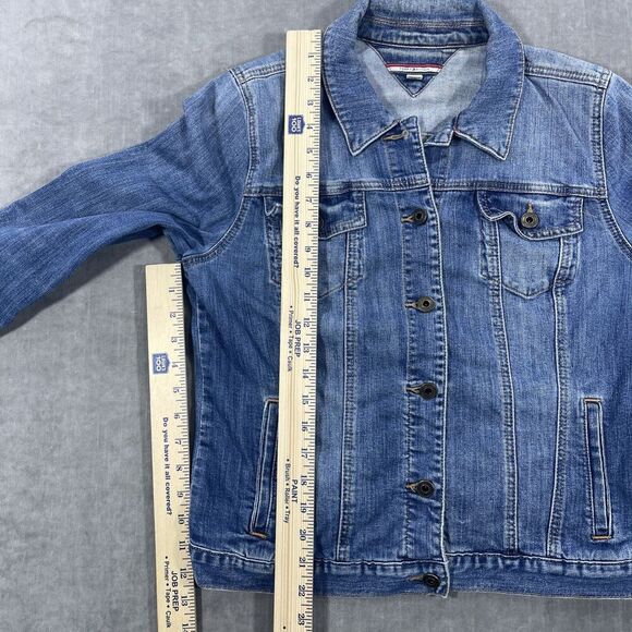 Tommy Hilfiger Womens Large Blue Button Down Denim Jean Jacket - Picture 6 of 8